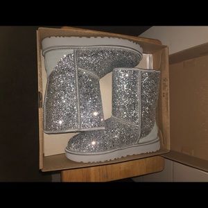 UGG Classic Short Silver Sequin Boots
